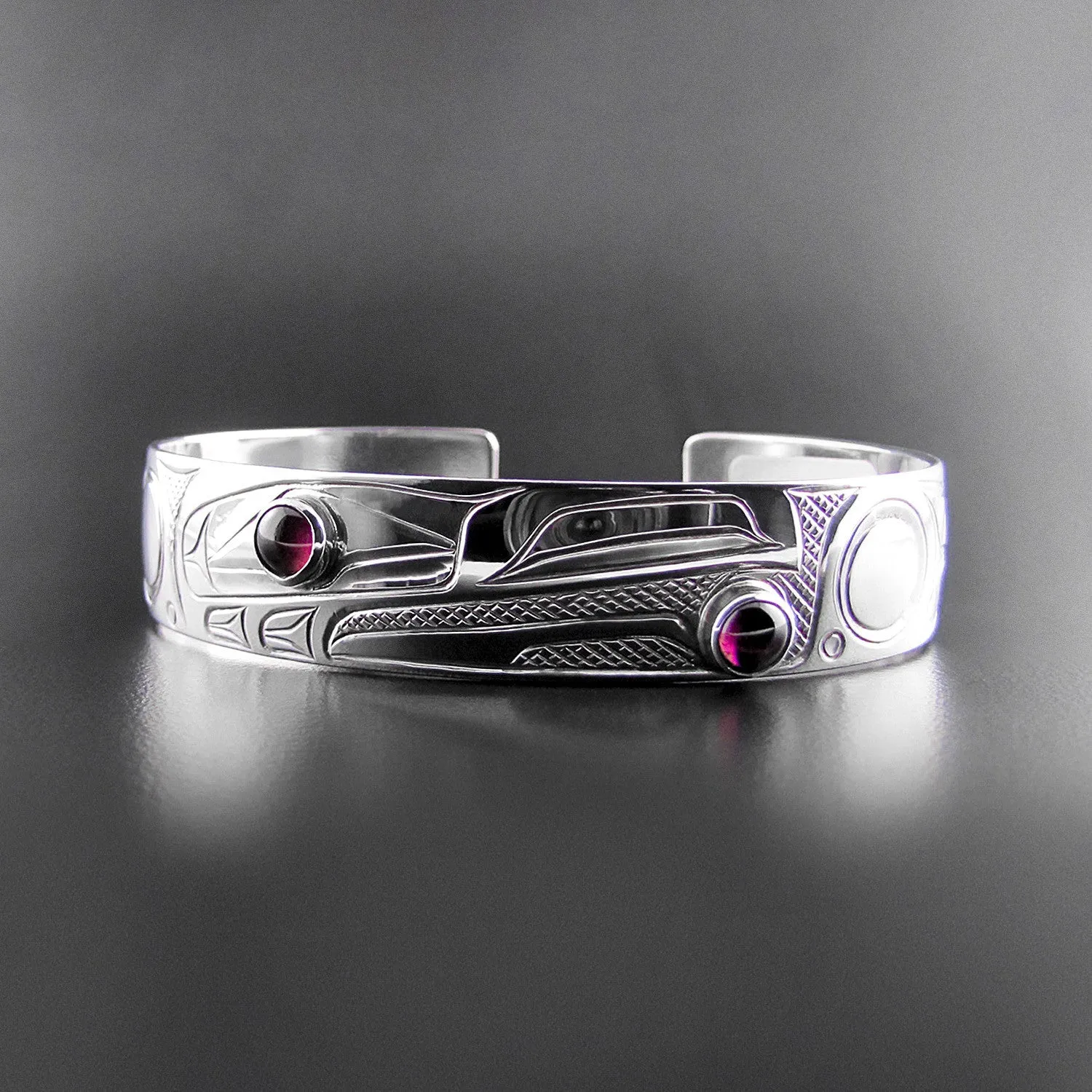 Sterling Silver Raven Bracelet with Garnet