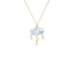 Storn Cloud Necklace with White Pearl