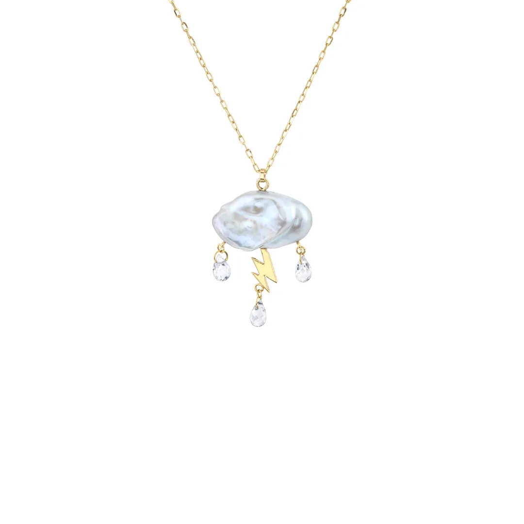 Storn Cloud Necklace with White Pearl