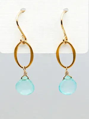 Susan Rifkin Aqua Chalcedony Teardrop Earrings | 14k Gold Filled