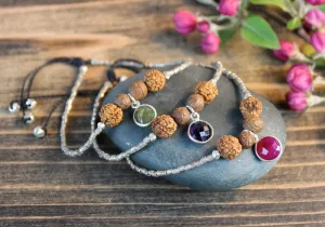 Three Gem Silver Bracelet Set