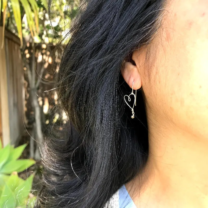 Tiny Heart Earrings with Pearl