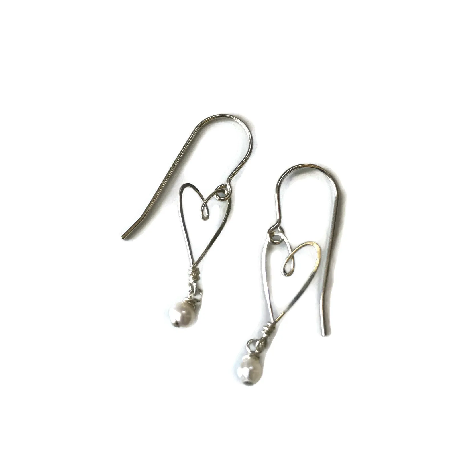 Tiny Heart Earrings with Pearl