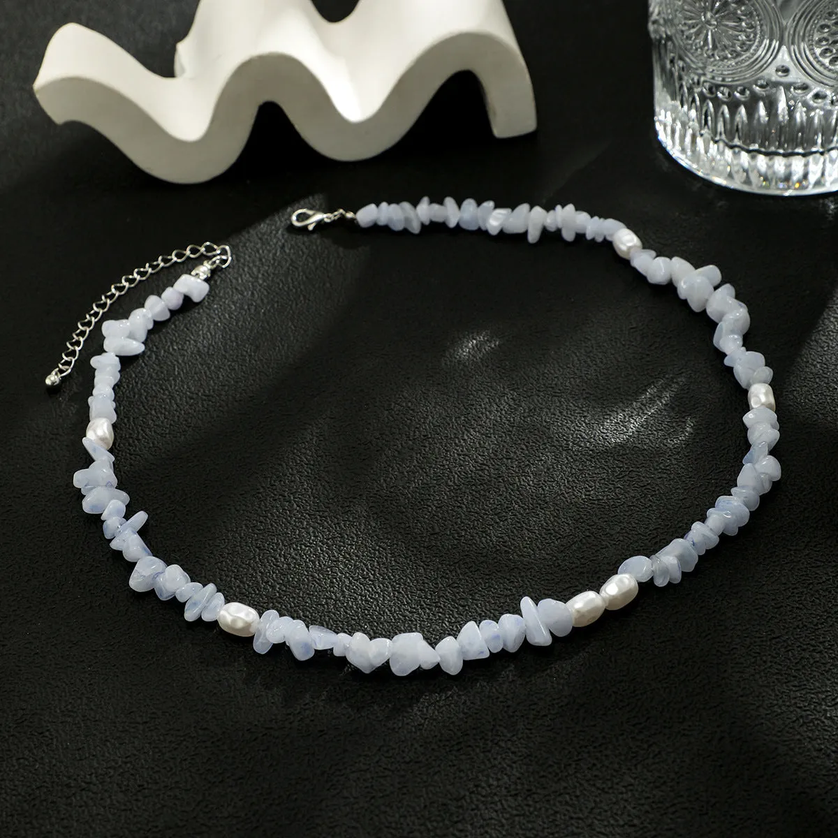 Trendy Personality Turquoise With Pearl Design Necklace
