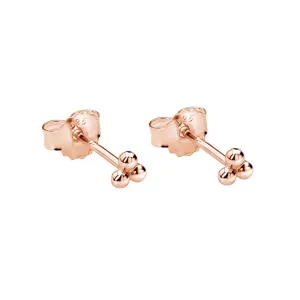 Trinity Ball Stud Earrings Rose Gold Plate