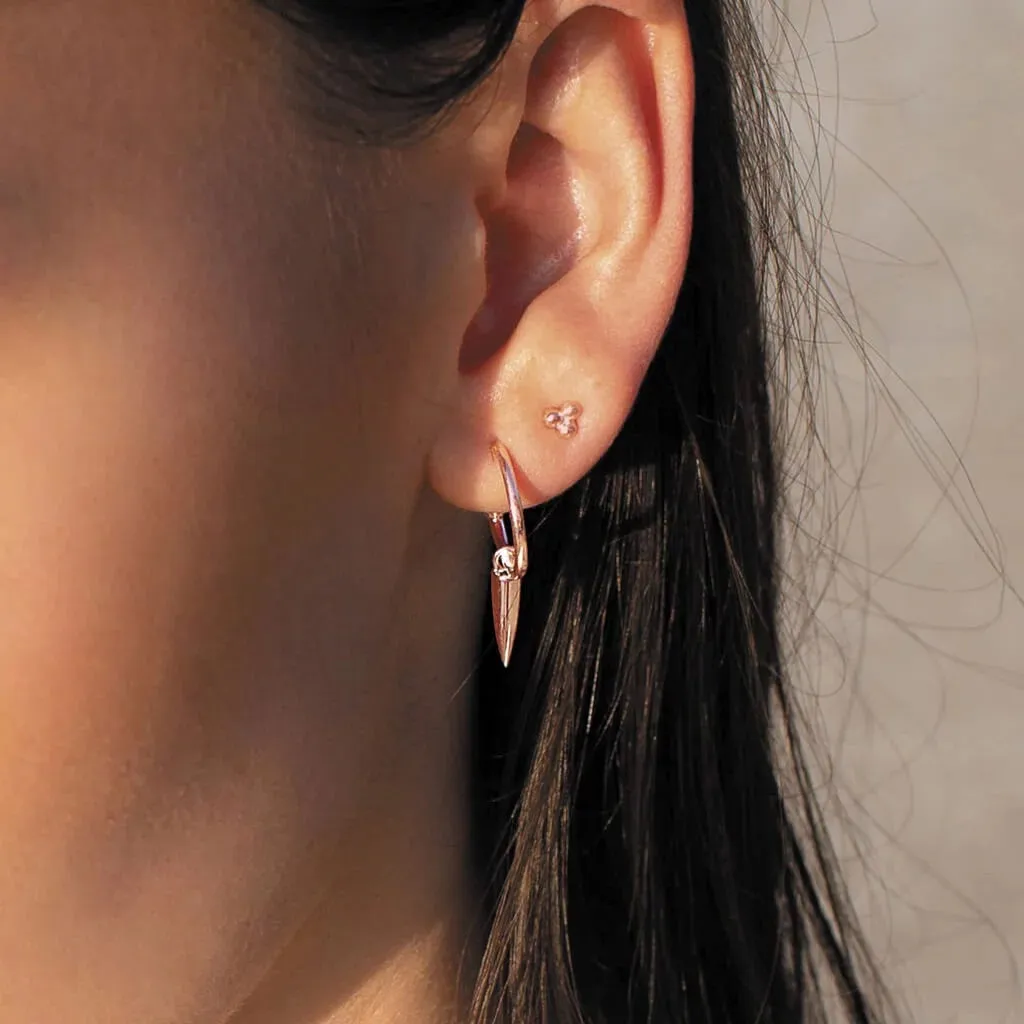 Trinity Ball Stud Earrings Rose Gold Plate