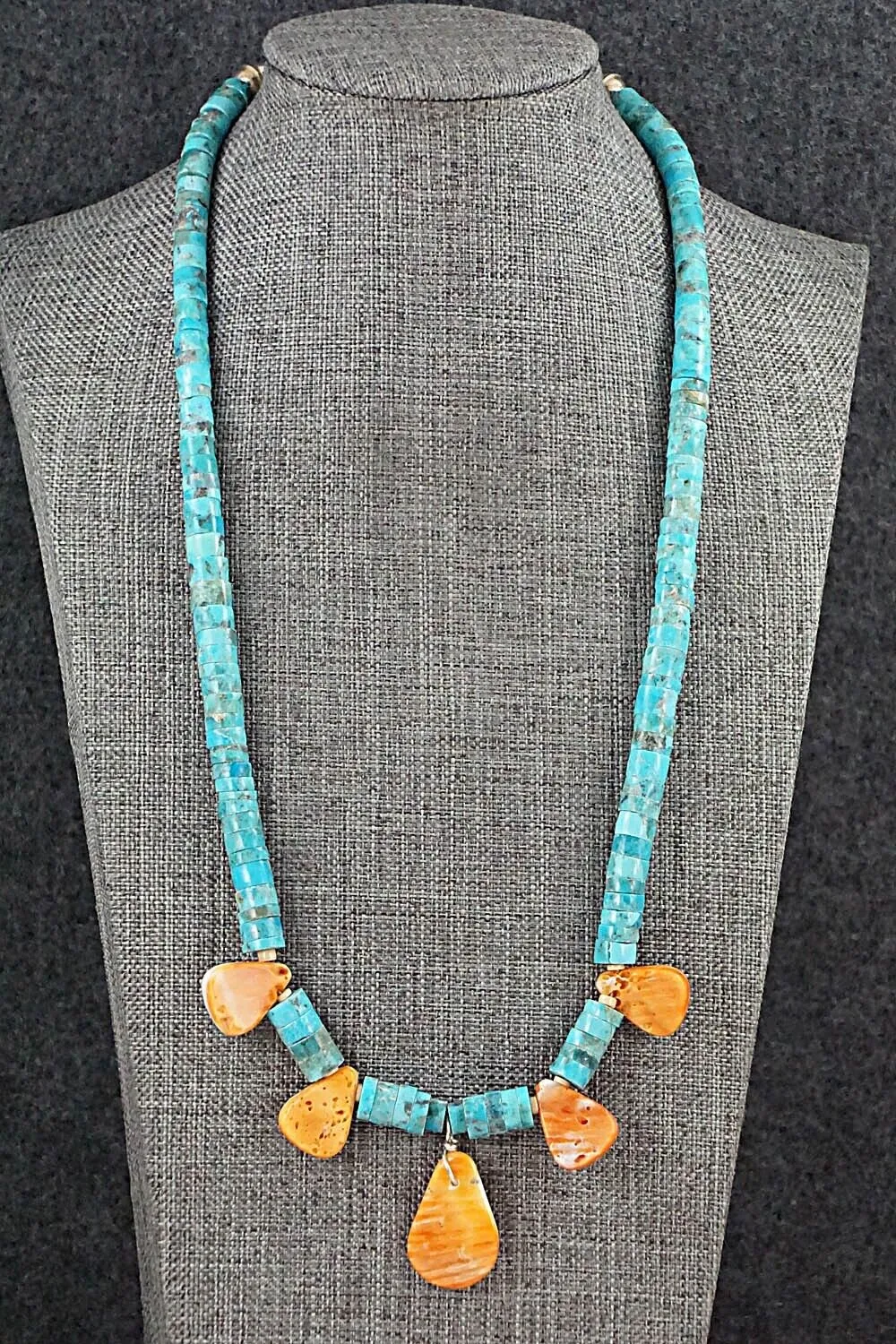 Turquoise & Spiny Oyster Necklace - Joann Garcia