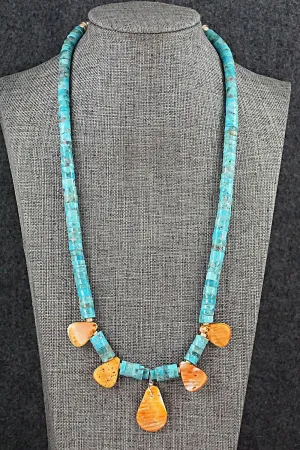 Turquoise & Spiny Oyster Necklace - Joann Garcia