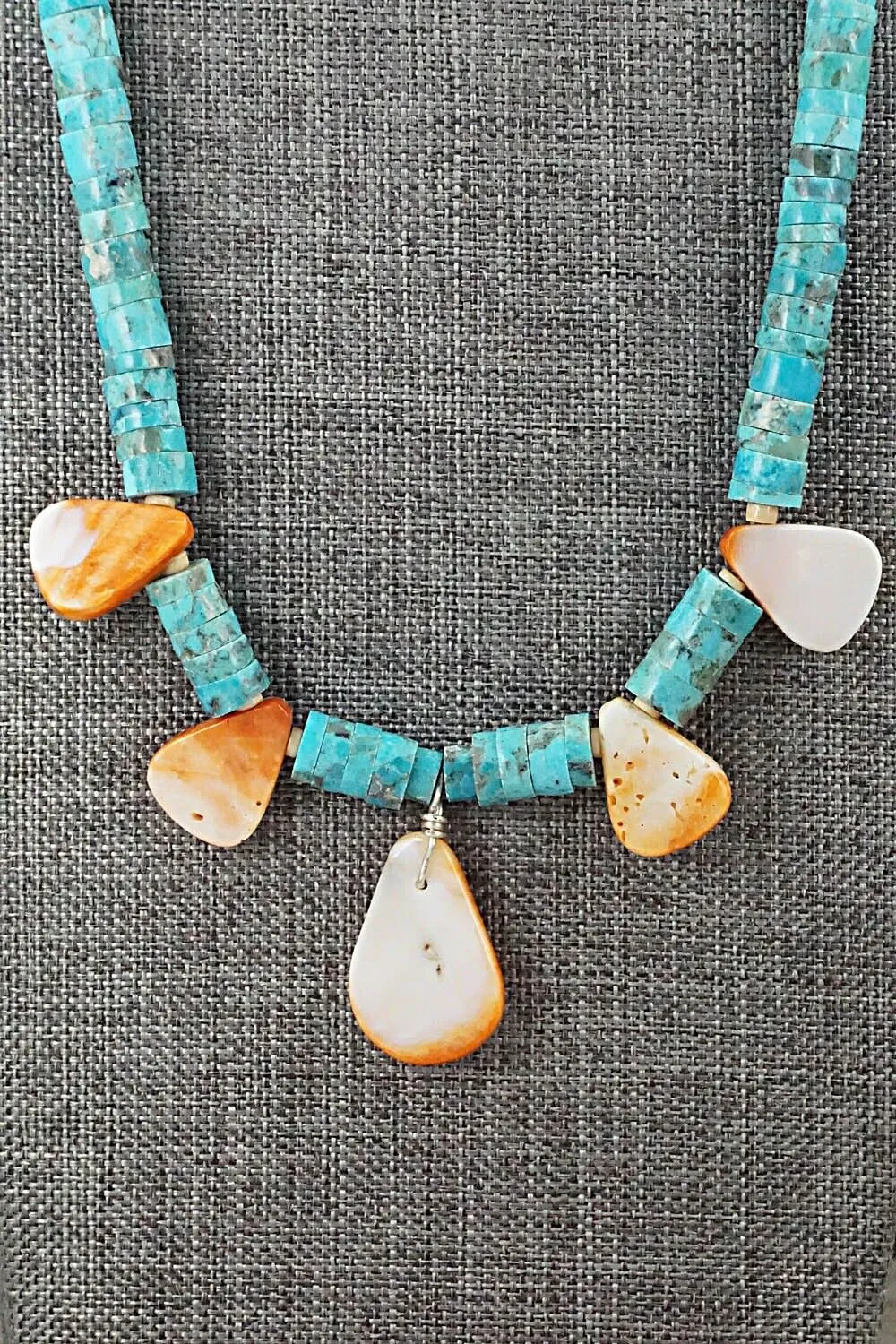 Turquoise & Spiny Oyster Necklace - Joann Garcia