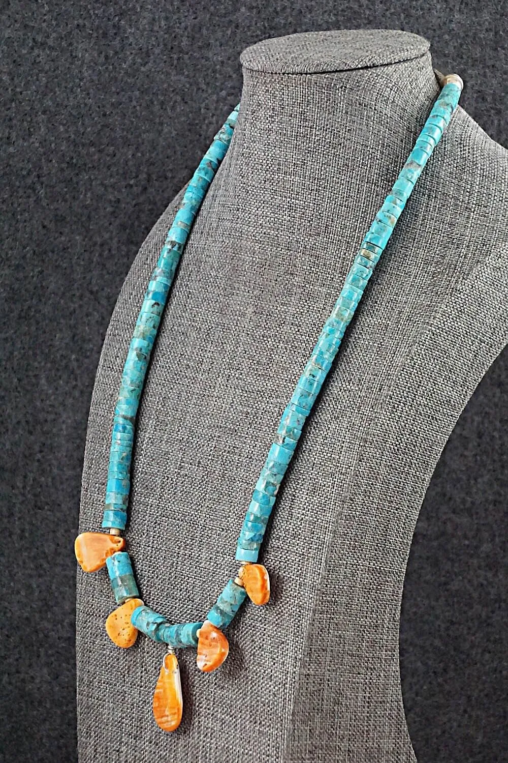 Turquoise & Spiny Oyster Necklace - Joann Garcia
