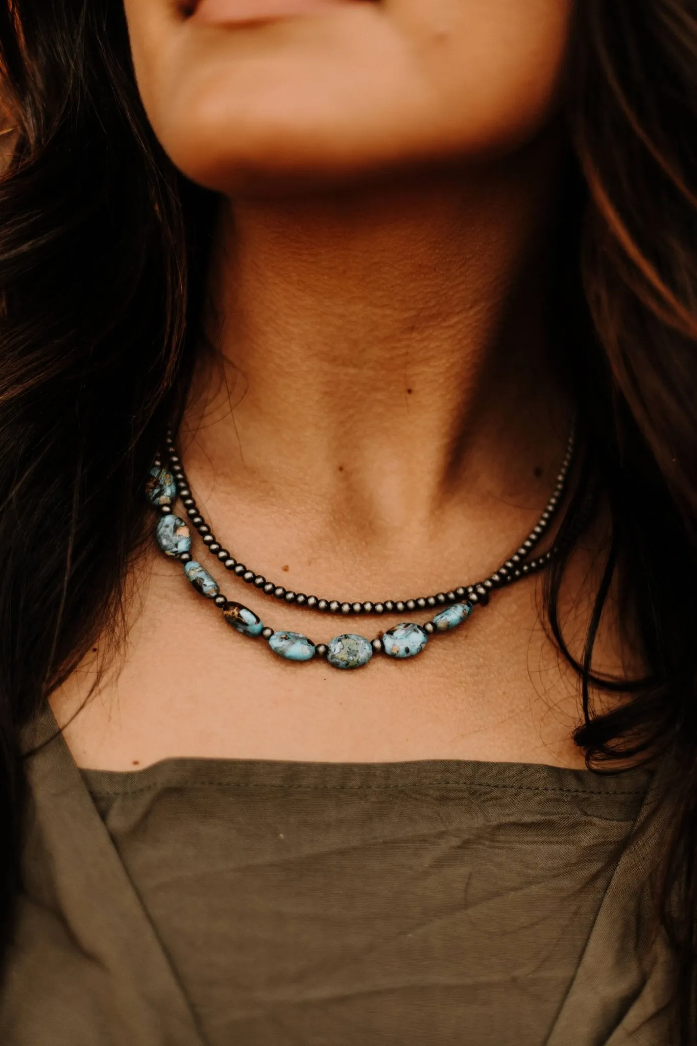 Turquoise and Pearl Choker