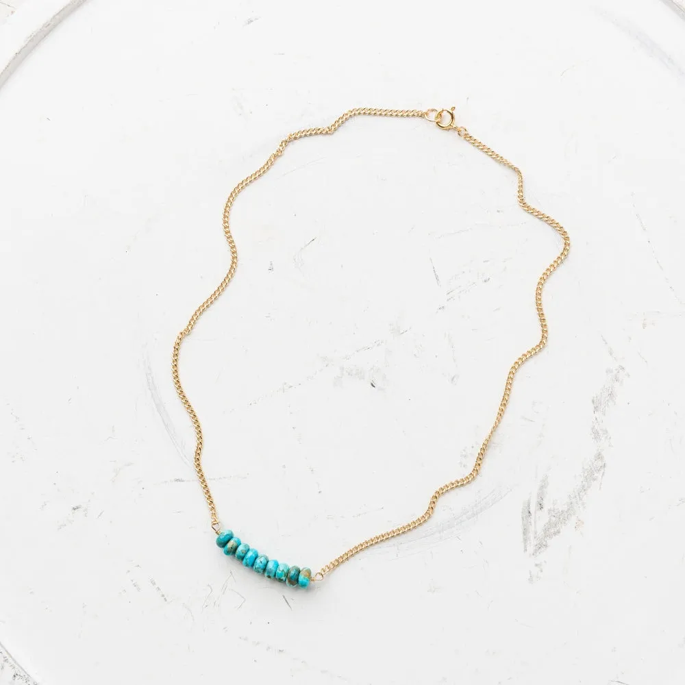 Turquoise Arch Necklace on Gold Curb Chain