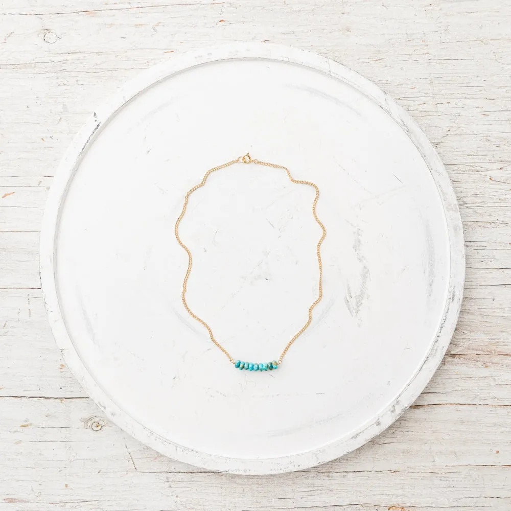 Turquoise Arch Necklace on Gold Curb Chain