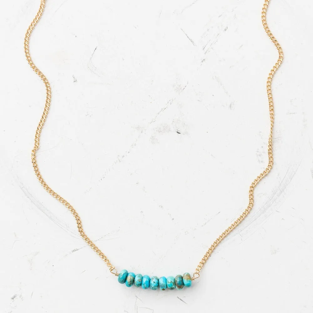 Turquoise Arch Necklace on Gold Curb Chain