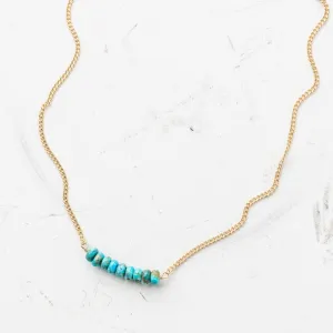 Turquoise Arch Necklace on Gold Curb Chain
