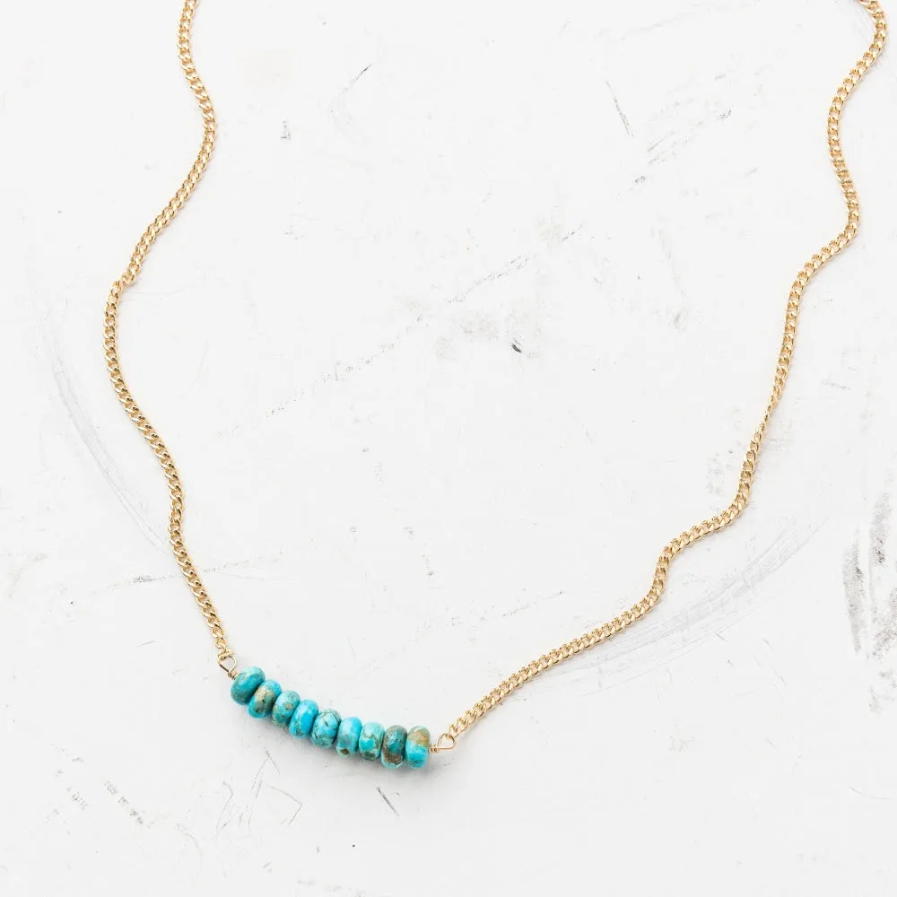 Turquoise Arch Necklace on Gold Curb Chain