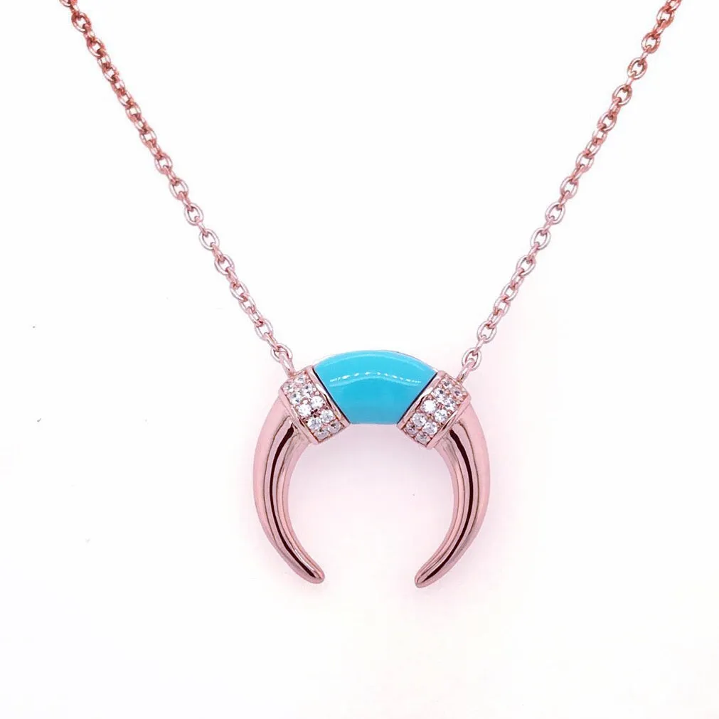 TURQUOISE HORN ROSE GOLD NECKLACE