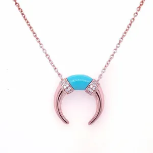TURQUOISE HORN ROSE GOLD NECKLACE
