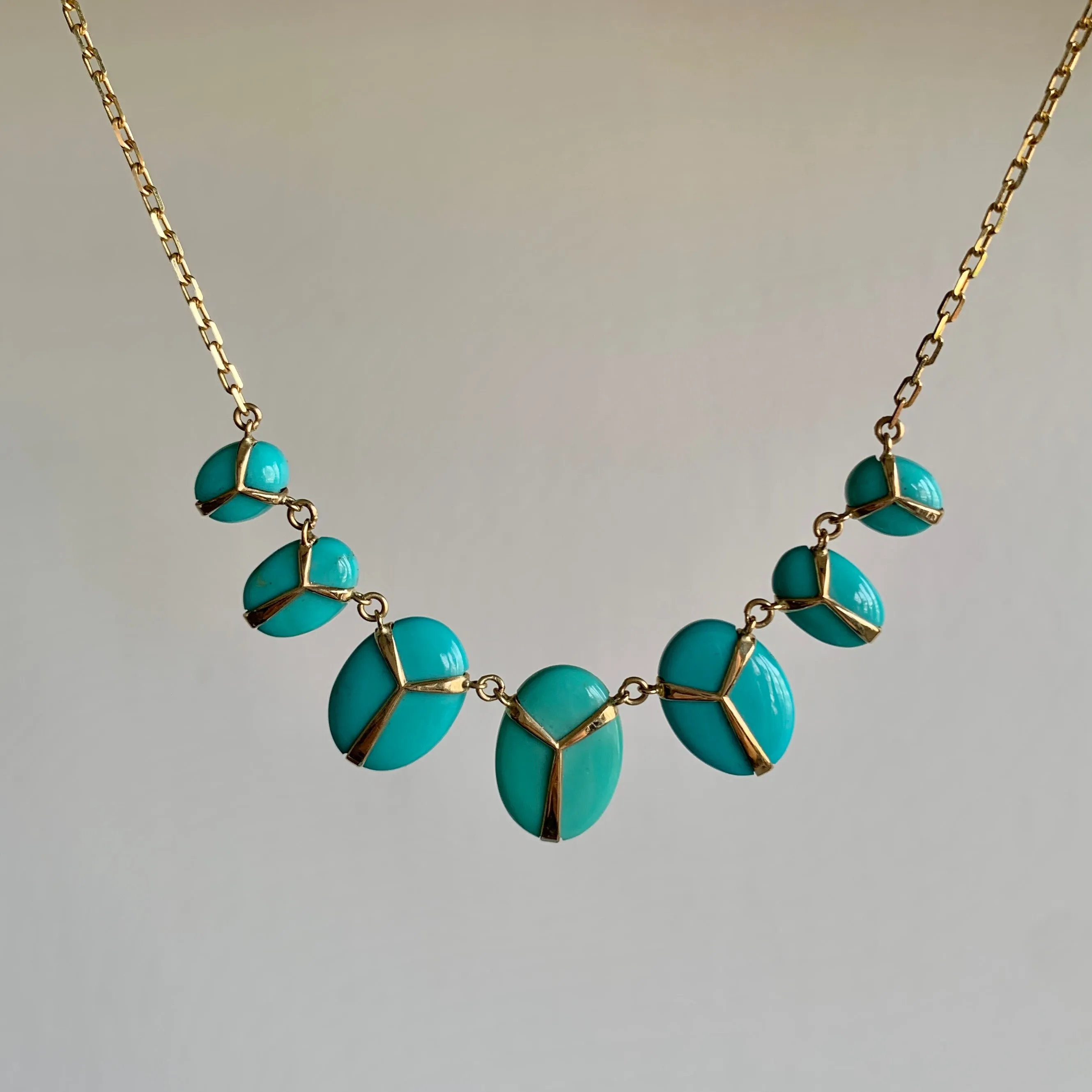 Turquoise Lucky Scarab Charm Necklace