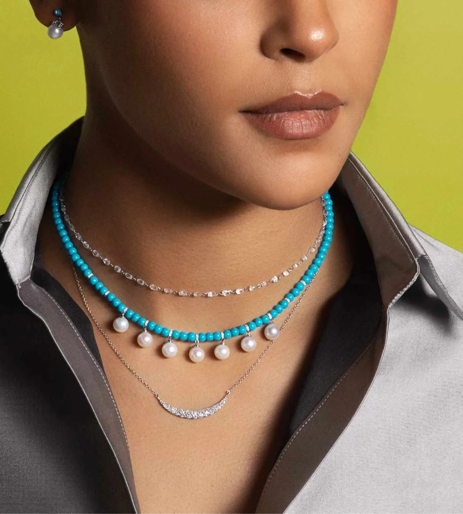 Turquoise perlée necklace