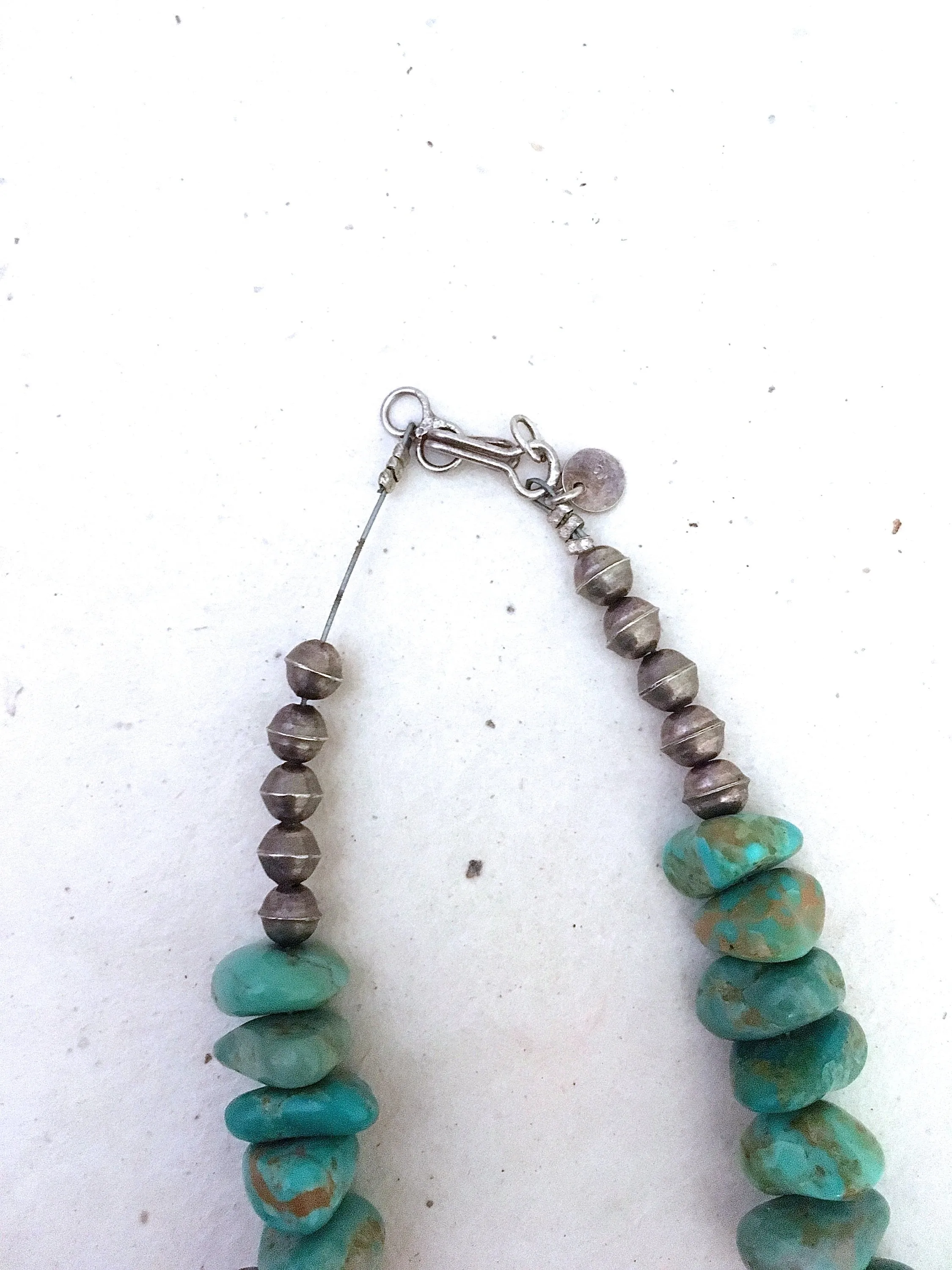 TURQUOISE ROCKS 70's/80's Turquoise Nuggets, Spiny Oyster, and Silver Pearls Choker