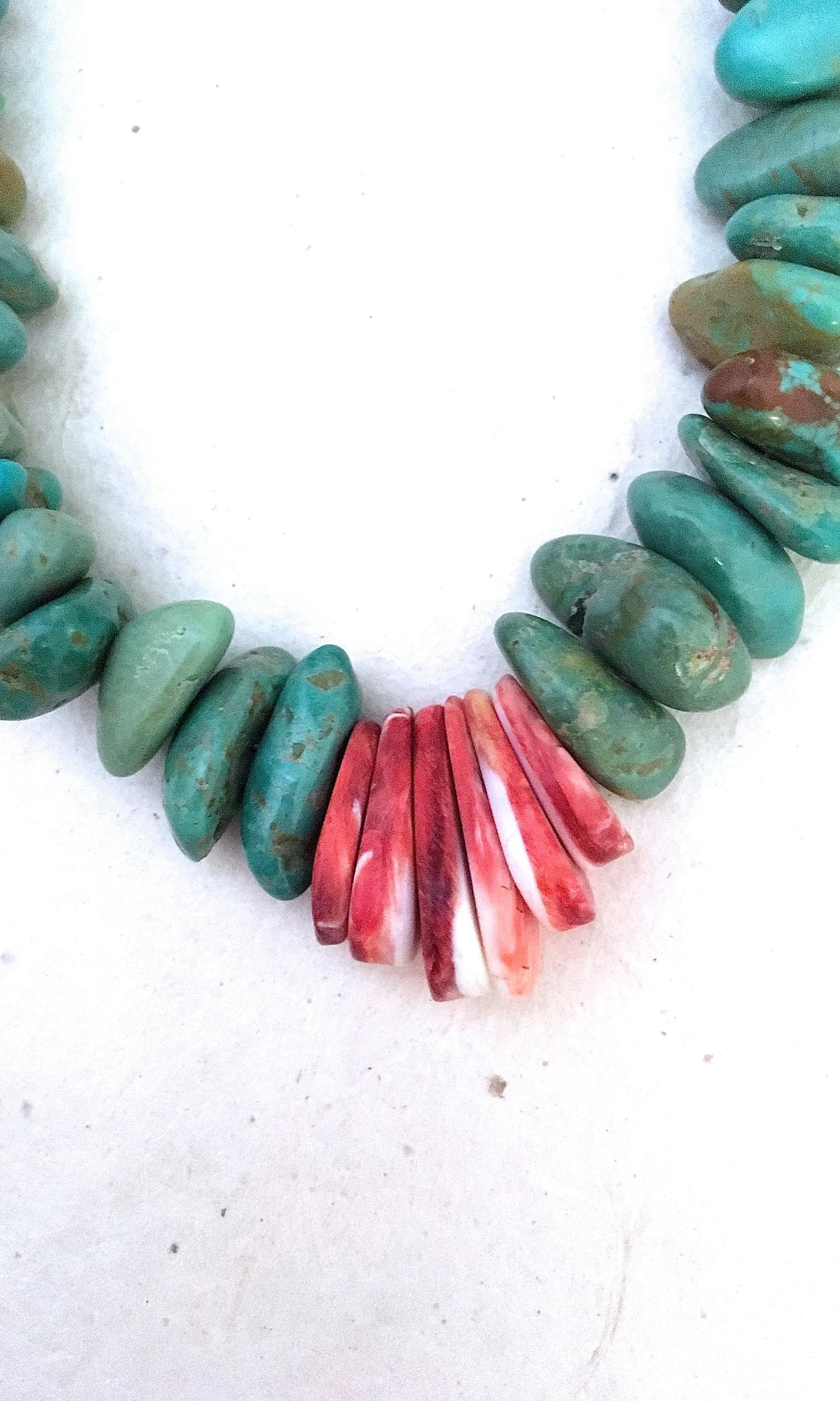 TURQUOISE ROCKS 70's/80's Turquoise Nuggets, Spiny Oyster, and Silver Pearls Choker