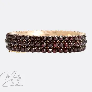 Victorian Bohemian Garnet Triple Row Bangle