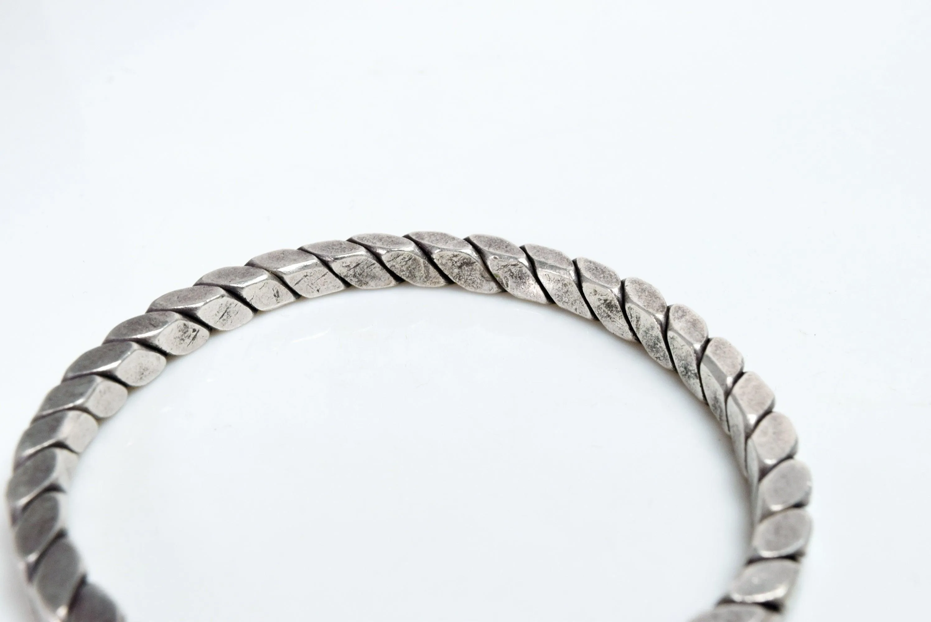 Vintage Palestinian Twisted Silver Cuff Bracelet