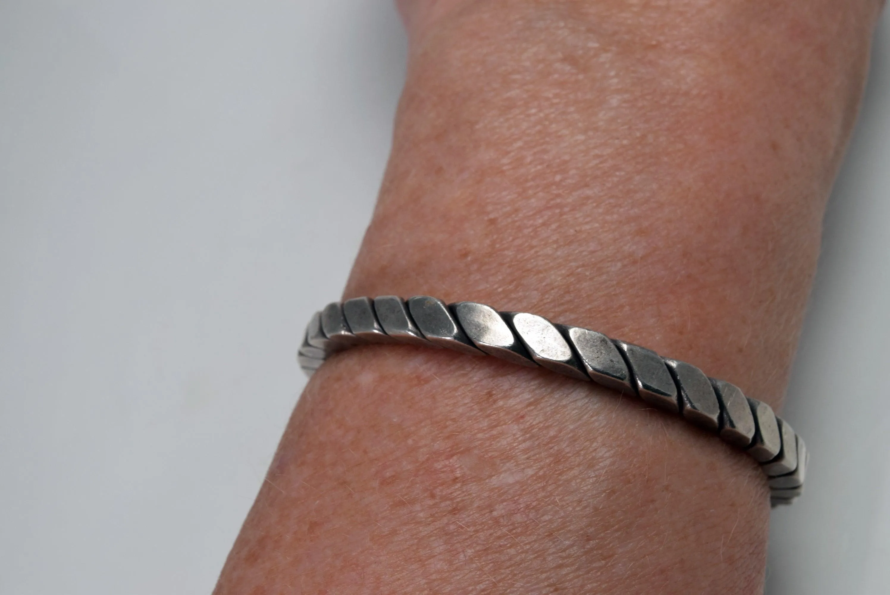 Vintage Palestinian Twisted Silver Cuff Bracelet
