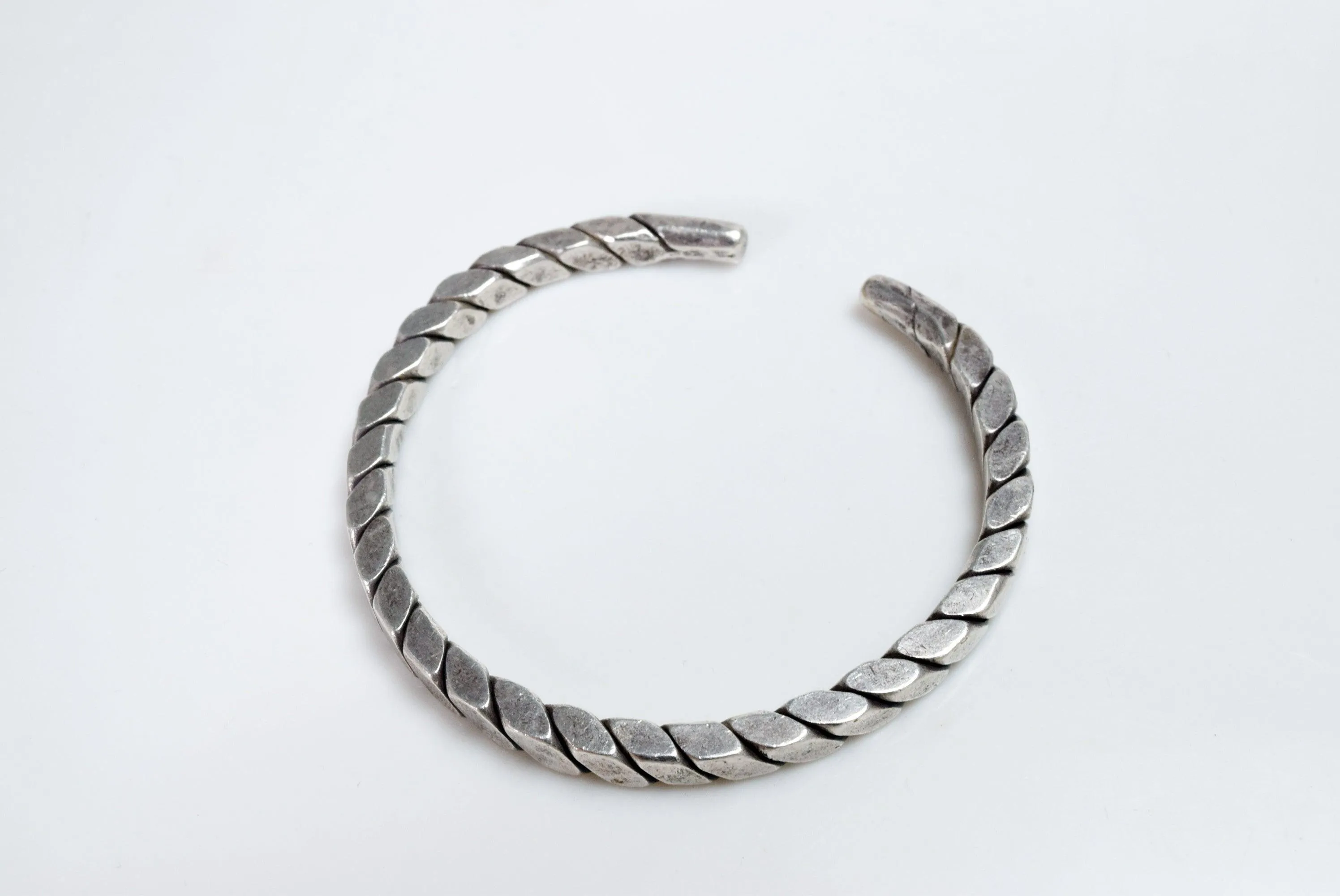 Vintage Palestinian Twisted Silver Cuff Bracelet