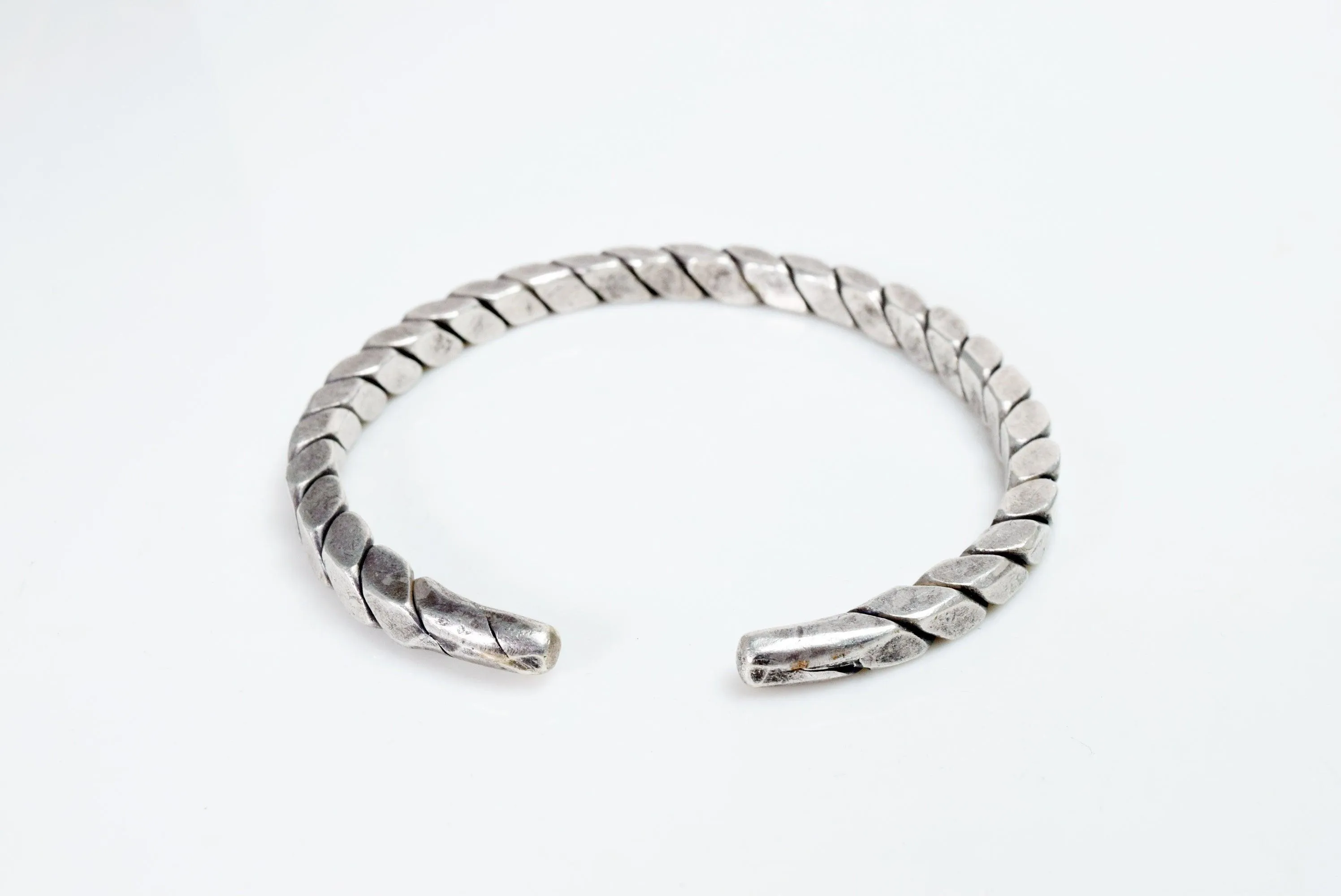 Vintage Palestinian Twisted Silver Cuff Bracelet