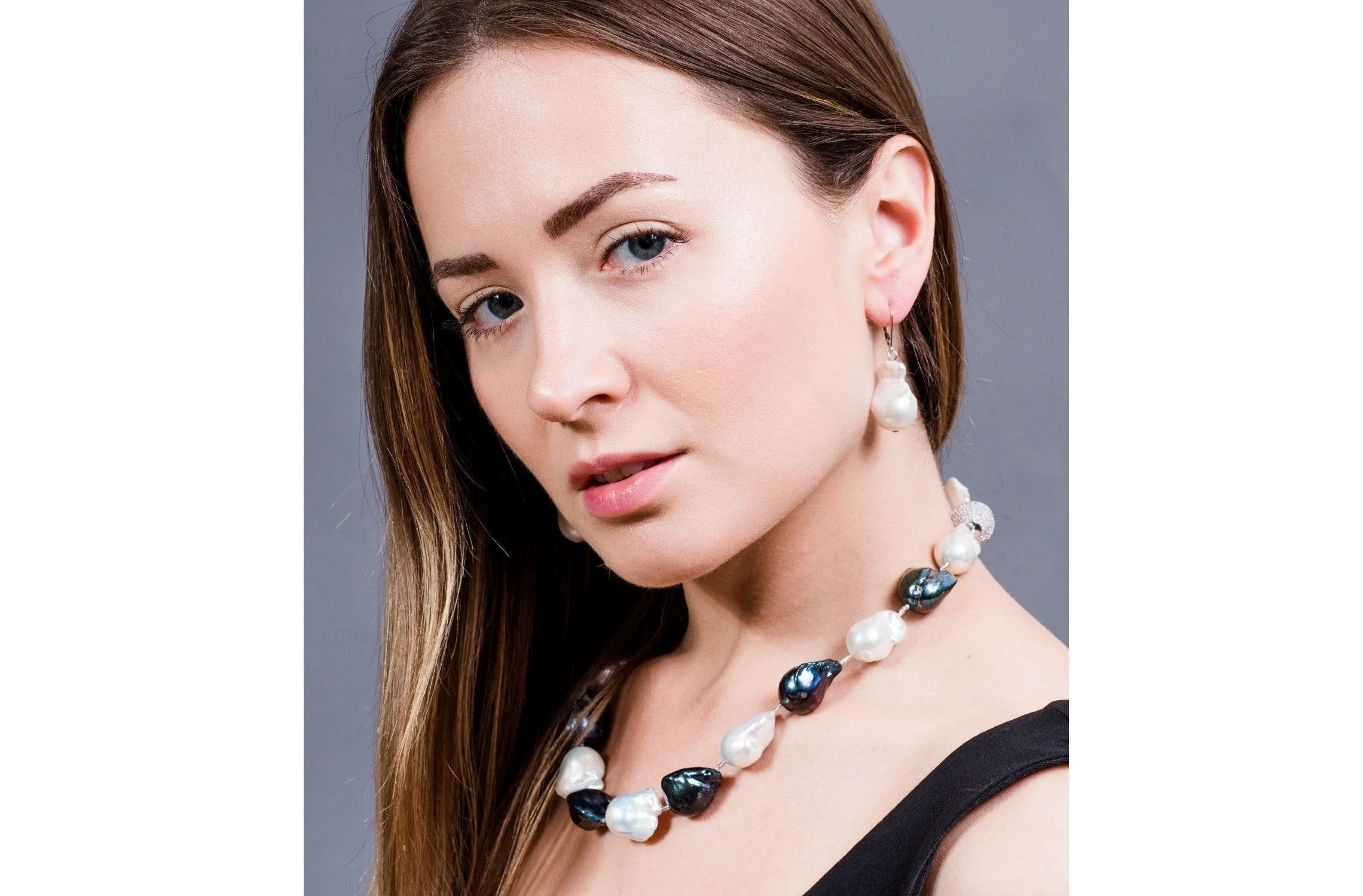 White Freshwater Baroque Pearl Necklace and Earrings Set
