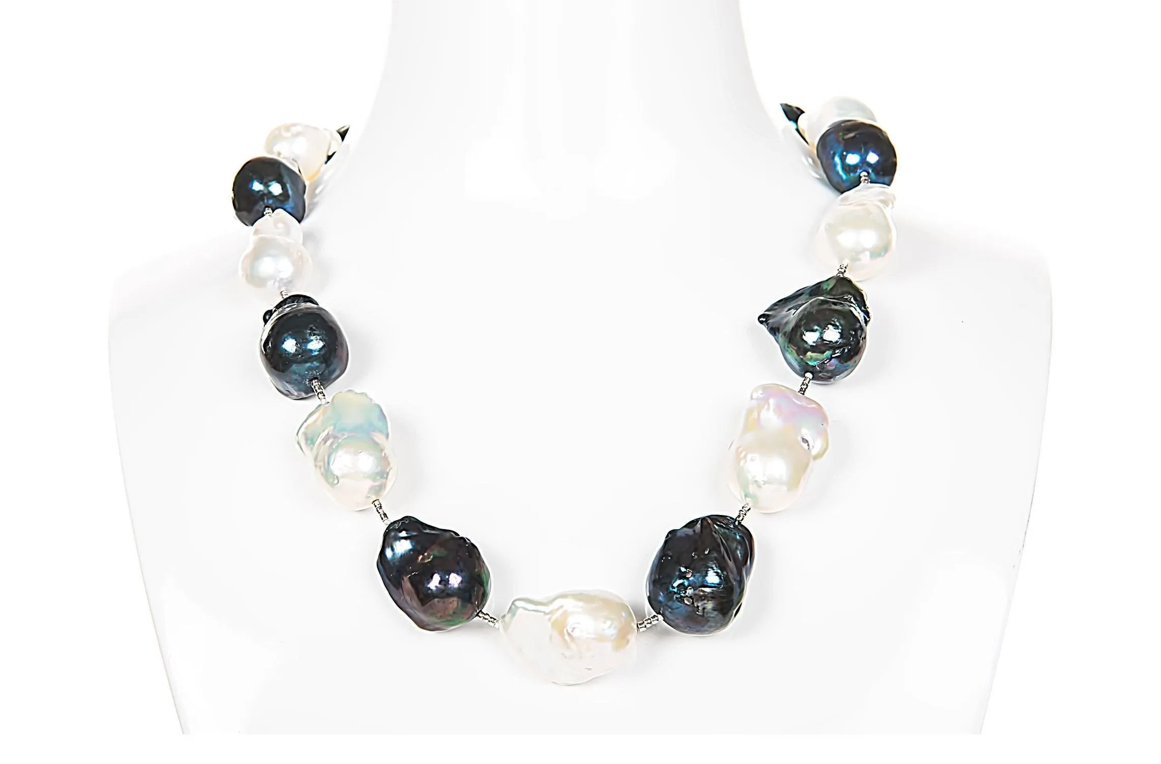 White Freshwater Baroque Pearl Necklace and Earrings Set
