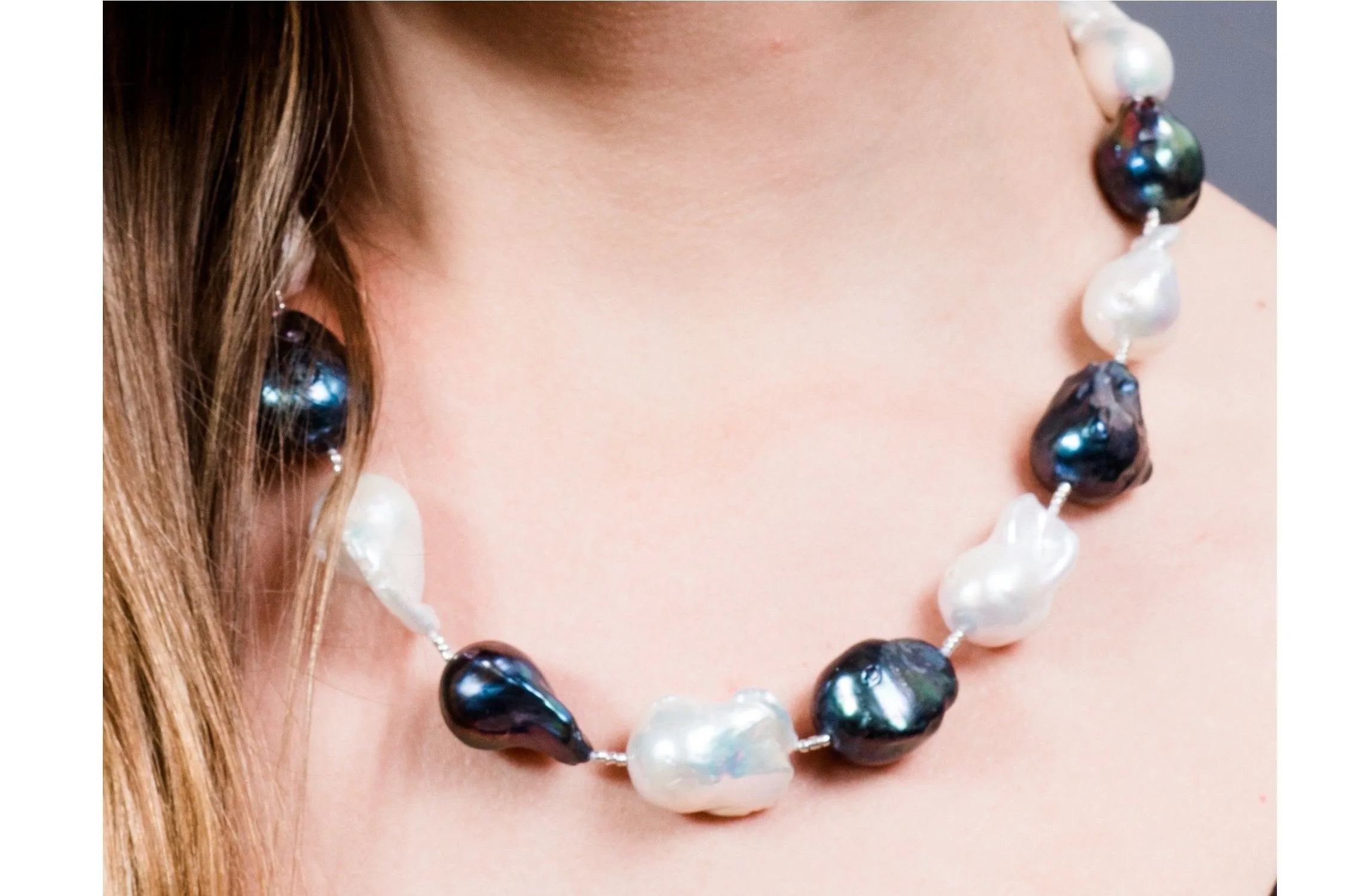 White Freshwater Baroque Pearl Necklace and Earrings Set