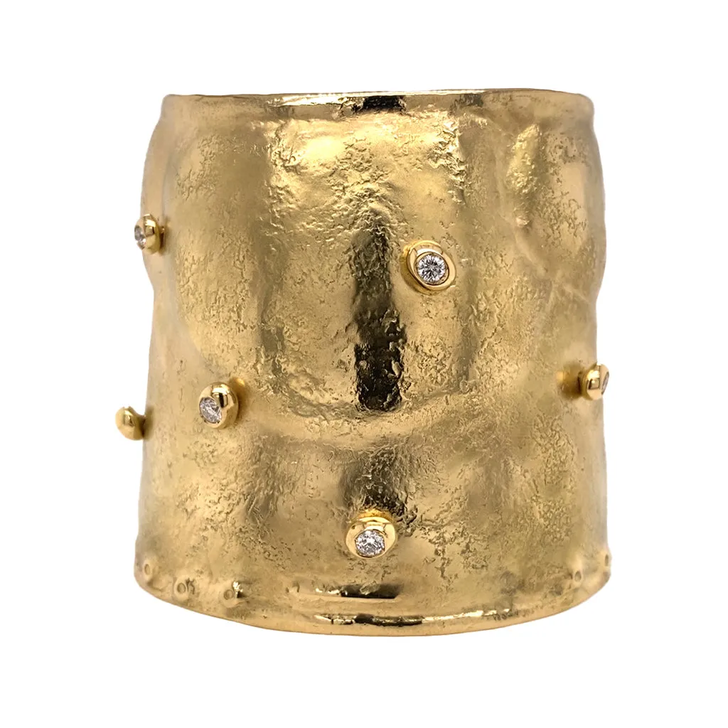 Wide Gold and Diamond Cuff