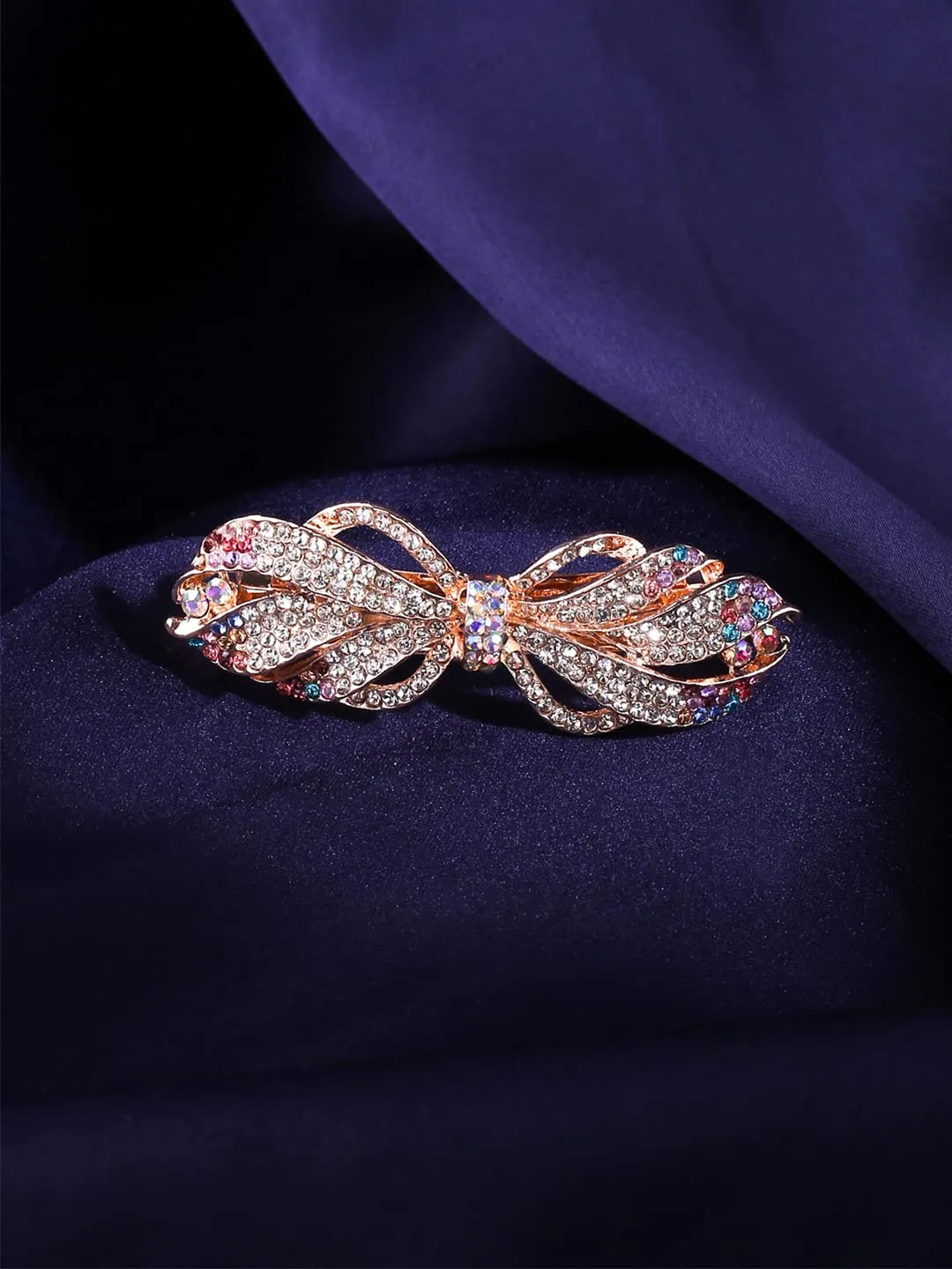 Yellow Chimes Hair Clips for Women Girls Barrette Hair Clips for Women Hair Accessories for Women Bow Shaped Clips for Women Red Crystal French Barrette Hair Clips for Women and Girls Gift For Women & Girls